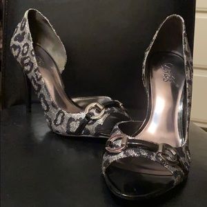 Carlos Santana Roulette Silver Leopard Heels